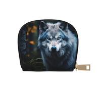 LNNIUK Blue Eyes Wolf1 Portefeuille pour cartes de crédit et cartes de visite pour homme et femme Taille compacte pour adultes, blanc, One Size