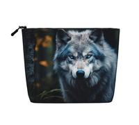 LNNIUK Blue Eyes Wolf1 Trousse de maquillage avec fermeture éclair Motif yeux bleus, noir, One Size