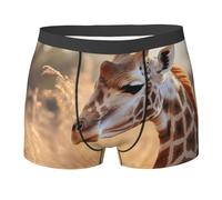 LNNIUK Boxer imprimé girafe imprimé animal pour homme avec ceinture couverte, caleçons boxeurs, caleçons boxeurs, caleçons boxeurs, caleçons boxeurs, caleçons boxeurs, noir, X-Large