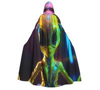 LNNIUK Cape à capuche avec imprimé Alien Planet pour femme, Halloween, sorcière, vampire, magicien, corbeau