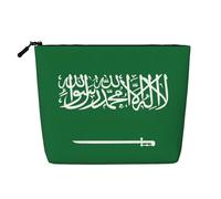 LNNIUK Grande trousse de maquillage en toile avec motif drapeau de l'Arabie Saoudite pour sac à main, fermeture éclair, grande trousse de maquillage de voyage, noir, One Size