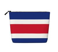 LNNIUK Grande trousse de maquillage en toile avec motif drapeau du Costa Rica pour sac à main avec fermeture éclair, noir, One Size