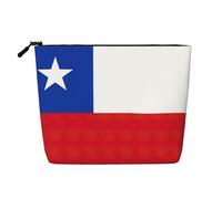 LNNIUK Grande trousse de maquillage en toile imprimée drapeau du Chili pour sac à main, pochette à cosmétiques, grande trousse de voyage en toile, noir, One Size