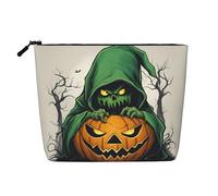 LNNIUK Green Ghost Horror Halloween Pumpkin 1 Print Bags for Purse Zipper Cosmetic Pouch Large Travel Canvas Make Up Organizer, noir, One Size