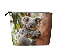 LNNIUK Hugging Tree Koala 1 Trousse de maquillage imprimée pour sac à main Fermeture éclair Pochette cosmétique Grande toile Organiseur de maquillage de voyage, noir, One Size