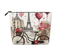 LNNIUK Love Paris Tower Trousse de maquillage en toile avec fermeture éclair Motif cœur Pour café, vin, parfum vélo, noir, One Size
