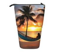 LNNIUK Sac à crayons télescopique avec motif coco, plage, coucher de soleil et coucher de soleil