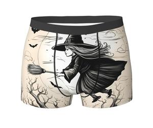 LNNIUK Sous-vêtement pour homme avec imprimé sorcière volante Halloween - Boxer à taille couverte - Pour tous les jours, noir, Large
