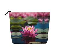 LNNIUK Spirit of the Lotus - Trousse de maquillage avec fermeture éclair - Grande trousse de voyage en toile, noir, One Size