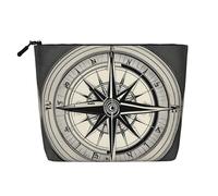 LNNIUK Trousse de maquillage en toile avec fermeture éclair et inscription « Law of the Compass Navigation », noir, One Size