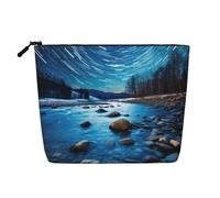 LNNIUK Trousse de maquillage en toile avec fermeture éclair - Motif rivière - Pour sac à main - Grande trousse de voyage, noir, One Size