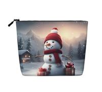 LNNIUK Trousse de maquillage en toile avec motif bonhomme de neige avec fermeture éclair et inscription Merry Christmas, noir, One Size