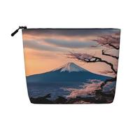LNNIUK Trousse de maquillage japonaise avec impression paysage du Mont Fuji pour sac à main, pochette à cosmétiques, grande pochette de voyage en toile organisateur de maquillage, noir, One Size