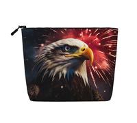 LNNIUK Trousse de maquillage motif aigle feu d'artifice pour sac à main, pochette à cosmétiques, grande trousse de voyage en toile, noir, One Size