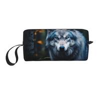 LNNIUK Trousse de toilette de voyage avec fermeture éclair Motif loup 1 Bleu