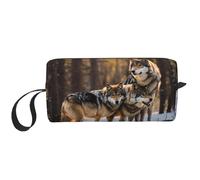 LNNIUK Trousse de toilette de voyage avec motif loups et fermeture éclair