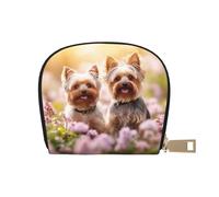 LNNIUK Yorkie Portefeuille imprimé floral 3 porte-cartes de crédit pour homme et femme Taille compacte pour adultes, blanc, One Size