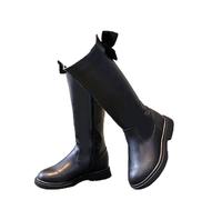LNNLOO Bottes D'équitation Pour Fille (27-37) Avec Nœud Papillon, Bottes D'équitation À Bout Rond, Fermeture Éclair Latérale + Hauteur Genou, Semelle En Caoutchouc + Intérieur Confortable,27,Black