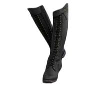 LNNLOO Bottes D'équitation Thermiques (34-43), Bottes D'équitation Hautes Jusqu'aux Genoux, À Lacets + Bout Pointu, Antidérapantes + Imperméables, Talon Bas (1-3 Cm), pour Unisexe/Hiver,39,Black