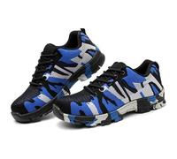 LNNLOO Chaussures De Travail pour Hommes (36-46), Camouflage Respirant/Antidérapant Résistant À l'usure, Embout en Acier Anti-écrasement/Semelle Anti-Perforation, pour Entrepôt,39,A