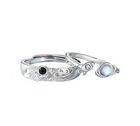 Lnnmomn Bagues de promesse assorties astronaute pour couples - Bagues mignonnes pour elle et lui - Cadeau pour la Saint-Valentin ou un anniversaire de mariage, Cuivre, Cuivre