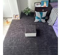 LNNNW Tapis Puzzle Rembourré 10 Pieces Plush Foam Interlocking Floor Rug Pad, Square Puzzle Foam Rug, Fluffy Small Rug, Living Room Bedroom Crawl Pad Pliable et Portable(Black)