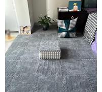 LNNNW Tapis Puzzle Rembourré 10 Pieces Plush Foam Interlocking Floor Rug Pad, Square Puzzle Foam Rug, Fluffy Small Rug, Living Room Bedroom Crawl Pad Pliable et Portable(Grigio)