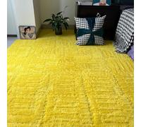 LNNNW Tapis Puzzle Rembourré 10 Pieces Plush Foam Interlocking Floor Rug Pad, Square Puzzle Foam Rug, Fluffy Small Rug, Living Room Bedroom Crawl Pad Pliable et Portable(Giallo)