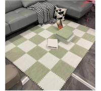 LNNNW Tapis Puzzle Rembourré Tapis de sol en mousse pelucheux à 10 poils, tapis à emboîtement doux antidérapant, tapis de sol doux polyvalent, blocs de tapis moelleux Pliable et Portable(Green+white)