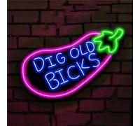 LNNW enseigne lumineuse neon Restaurant Aubergine Signage Decor LED Neon Signss, Fenêtre Tenture Murale Veilleuses Enseigne Lumineuse, 55x36cm pour Hôtel Pub Café Salle de Loisirs Mur(50x32cm)