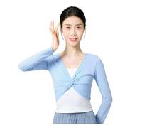 LNNXSZ Cache Coeur de Danse Haut de Ballet for femme, veste de danse, haut cache-coeur, manteau en coton à manches longues, chemise de danse for femme (Color : Blue, Size : L height 165-170cm)