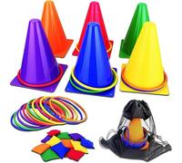 LNNXSZ Cercles d'agilité Jeu de Lancer d'anneaux Jeu de Lancer de cônes Jeu d'intérieur et d'extérieur