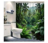 LNNXSZ Rideau Douche River Scene Waterproof Shower Curtain for Bathroom Decor, Bringing The Outdoors Inside with Lush Greenery(W180XH200cm)