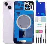 LNONLS 14 Plus Verre arrière de rechange pour iPhone 14 Plus Coque arrière en verre étanche et objectif d'appareil photo + Kit d'outils de réparation professionnel (violet)