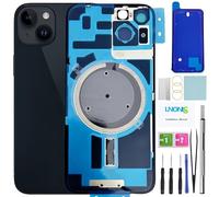 LNONLS 14 Vitres arrière de rechange pour iPhone 14 avec cadre étanche et objectif d'appareil photo + kit d'outils de réparation professionnel (minuit)