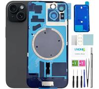 LNONLS 15 Vitres arrière de rechange pour iPhone 15 en verre étanche et objectif d'appareil photo + kit d'outils de réparation professionnel (noir)