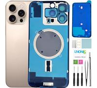 LNONLS 16 Pro Max Verre arrière de rechange pour iPhone 16 Pro Max avec logo étanche et objectif d'appareil photo + kit d'outils de réparation professionnel (Desert Titanium)