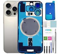 LNONLS 16 Pro Verre arrière de rechange pour iPhone 16 Pro Verre étanche et objectif d'appareil photo + Kit d'outils de réparation professionnel (titane naturel)