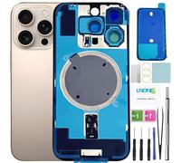 LNONLS 16 Pro Verre arrière de rechange pour iPhone 16 Pro Verre étanche et objectif d'appareil photo + Kit d'outils de réparation professionnel (Desert Titanium)