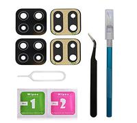LNONLS Lot de 2 lentilles de rechange pour appareil photo arrière Samsung Galaxy A12 2020/A125 avec adhésif pré-installé et kit d'outils de réparation Noir
