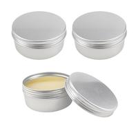LNQ LUNIQI Lot de 3 pots vides en aluminium avec couvercle plat - 150 ml - Grande boîte ronde en métal avec couvercle à visser - Pour baume à lèvres, lotion, crème, masques, cosmétiques, argent