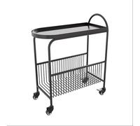 LNQKJXIIA 2-Tier Movable End Table with Wheels, Sofa Side Shelf Coffee Table & Small Trolley for Office Home Kitchen Storage