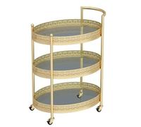 LNQKJXIIA 3-Tier/2-Tier Movable Coffee Table Trolley, Bar Cart with Wheels Glass Meal Storage & Snack Sofa Side Shelf(3-Tier)