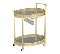 LNQKJXIIA 3-Tier/2-Tier Movable Coffee Table Trolley, Bar Cart with Wheels Glass Meal Storage & Snack Sofa Side Shelf(2-Tier)
