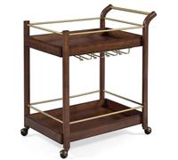 LNQKJXIIA Chariot à vin, Chariot de Bar, Voiture-Restaurant Mobile avec casier à vin et Rangement for Repas, Table Basse, canapé, étagère(Walnut)