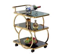 LNQKJXIIA Chariot à vin Mobile à 3 Niveaux, étagère de Bureau en Verre trempé avec Rangement for Les Repas et Table d'appoint for Les Repas à Domicile