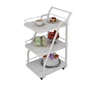 LNQKJXIIA Chariot de Bar à 3 Niveaux, Chariot à vin, Voiture-Restaurant Mobile en Fer forgé avec Rangement des Repas et Chariot de Service de Boissons(Wit)