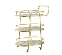 LNQKJXIIA Chariot de Bar à 3 Niveaux en métal, Table Basse Mobile avec Rangement et Livraison de Repas for hôtel et Restaurant(Gold2)
