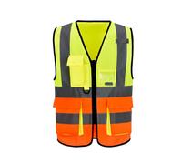 LNQKJXIIA Gilet de sécurité réfléchissant Haute visibilité for Hommes et Femmes, Gilet zippé Multipoches, équipement de sécurité for Le Travail Gilet réfléchissant(Style B,XX-Large)