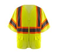 LNQKJXIIA Gilet de sécurité réfléchissant Haute visibilité, Gilet de Travail zippé Multipoches for Hommes et Femmes, équipement de sécurité Industrielle Gilet réfléchissant(Geel,Small)